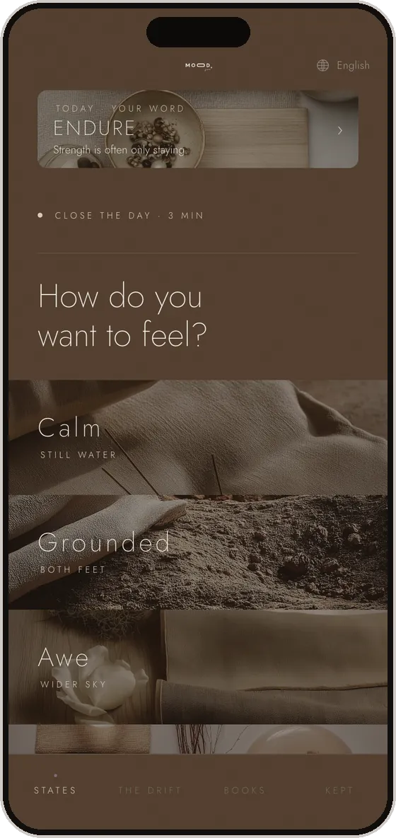 The States screen — how do you want to feel?